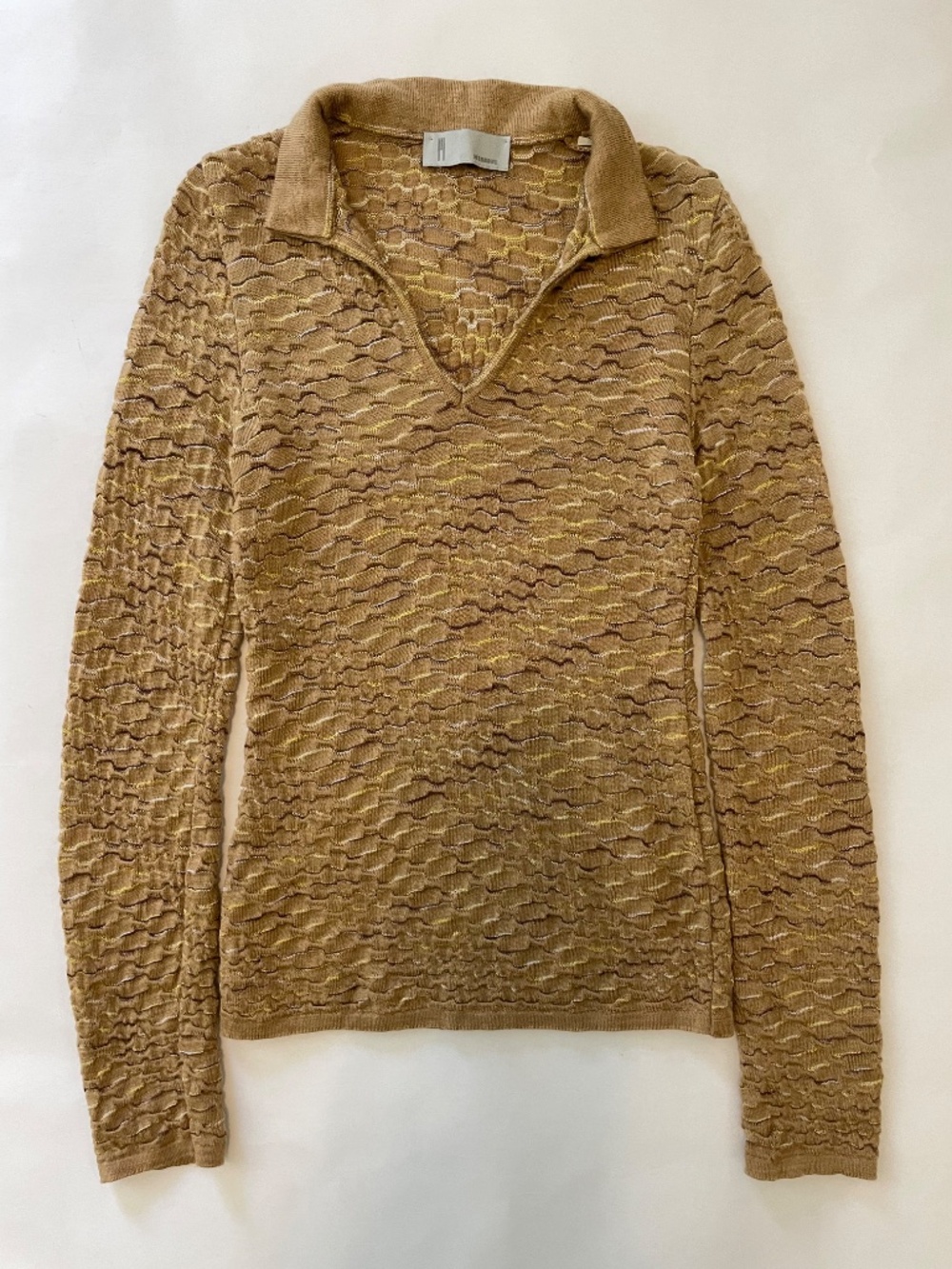 Vintage Missoni Collared Brown Top, Wool Sweater, 70s Funky, Size it 40 US 4